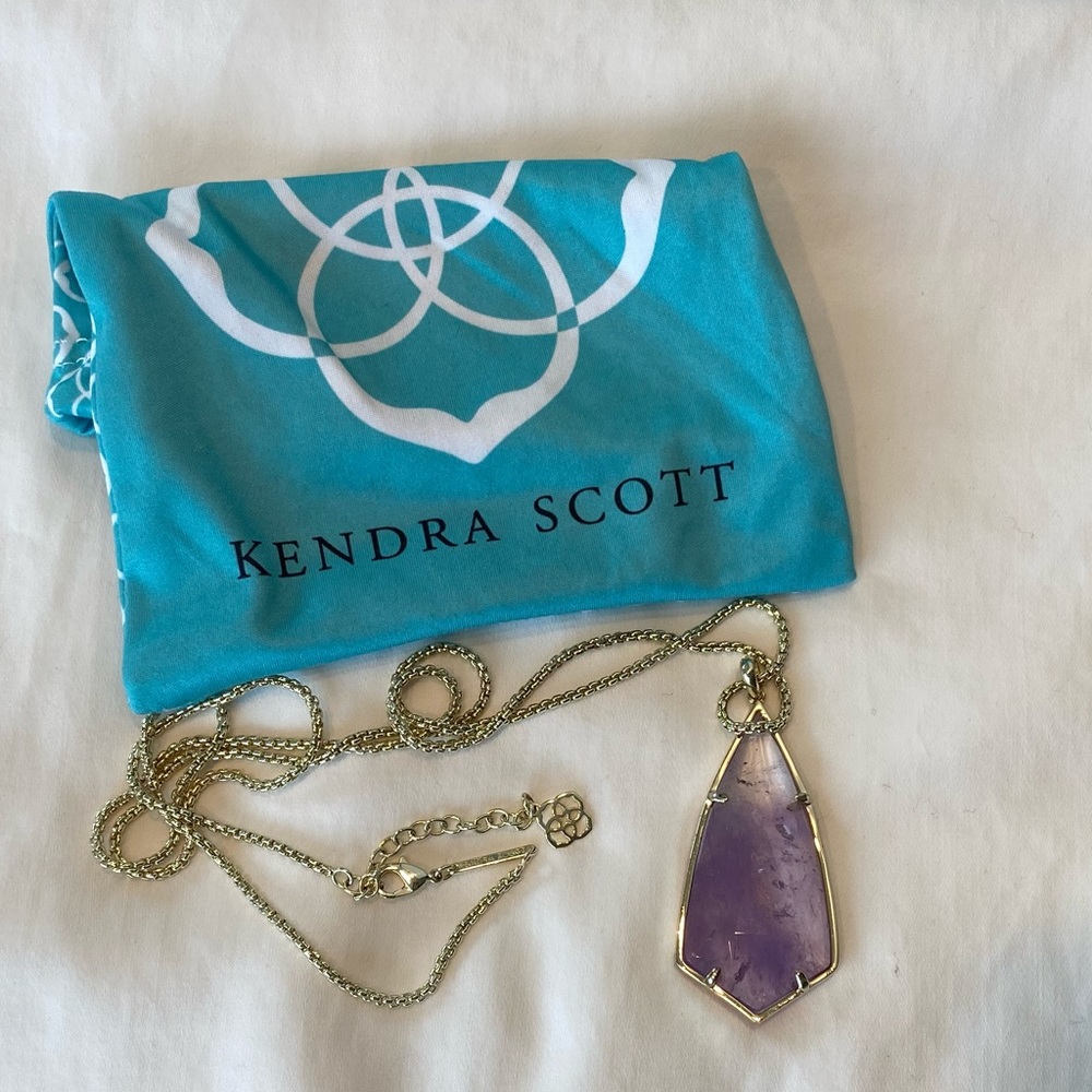 Kendra Scott Long Pendant Necklace Purple Gold